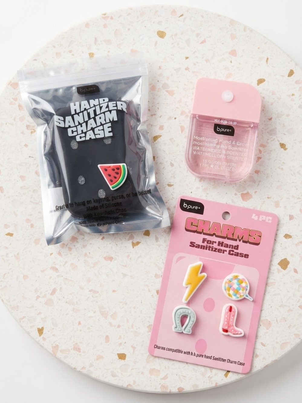 Pink Kids Hand Sanitizer Case with Charms